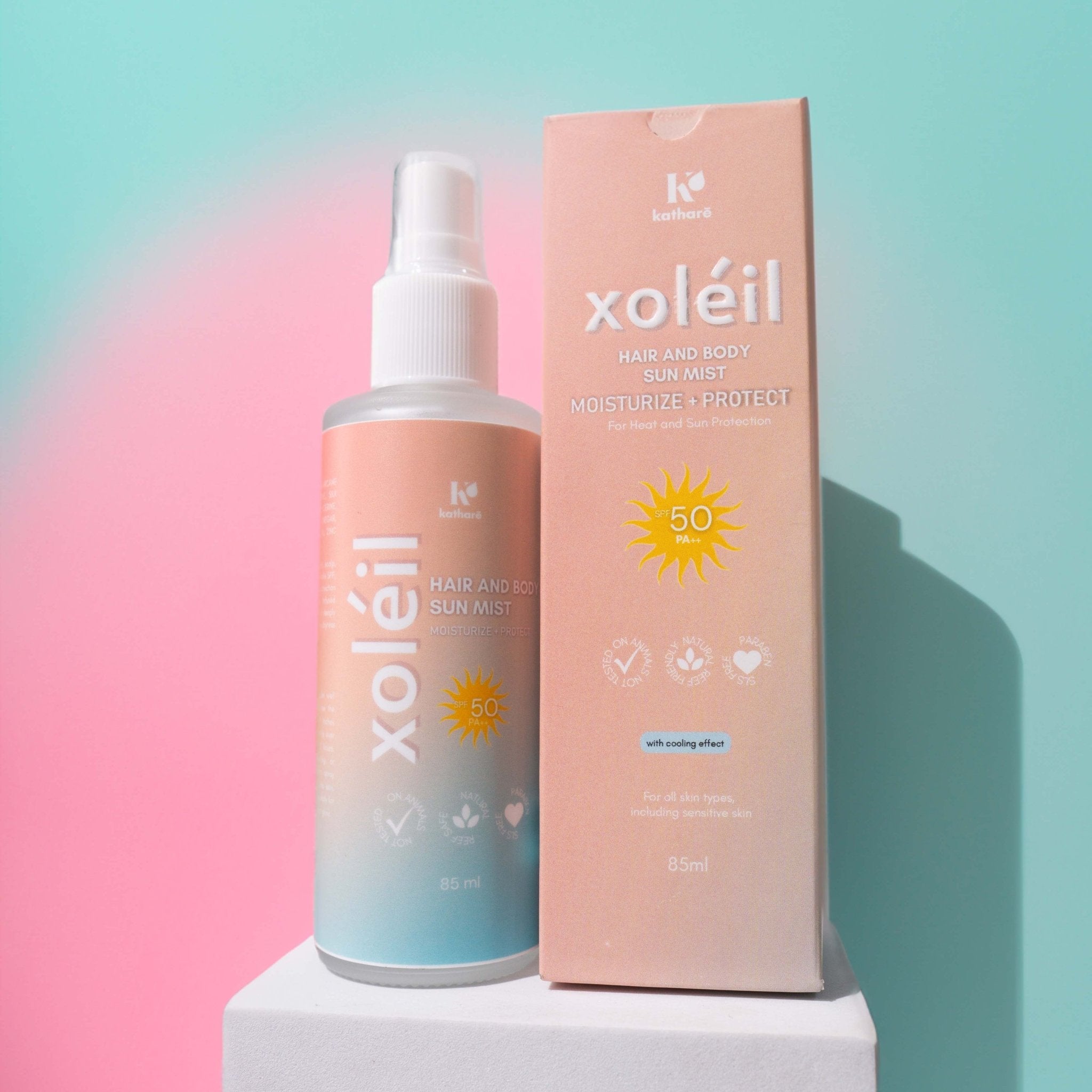 Xoleil Sun Mist | Multi - Purpose Cooling Mist with SPF 50+ - Katharē Hair Care