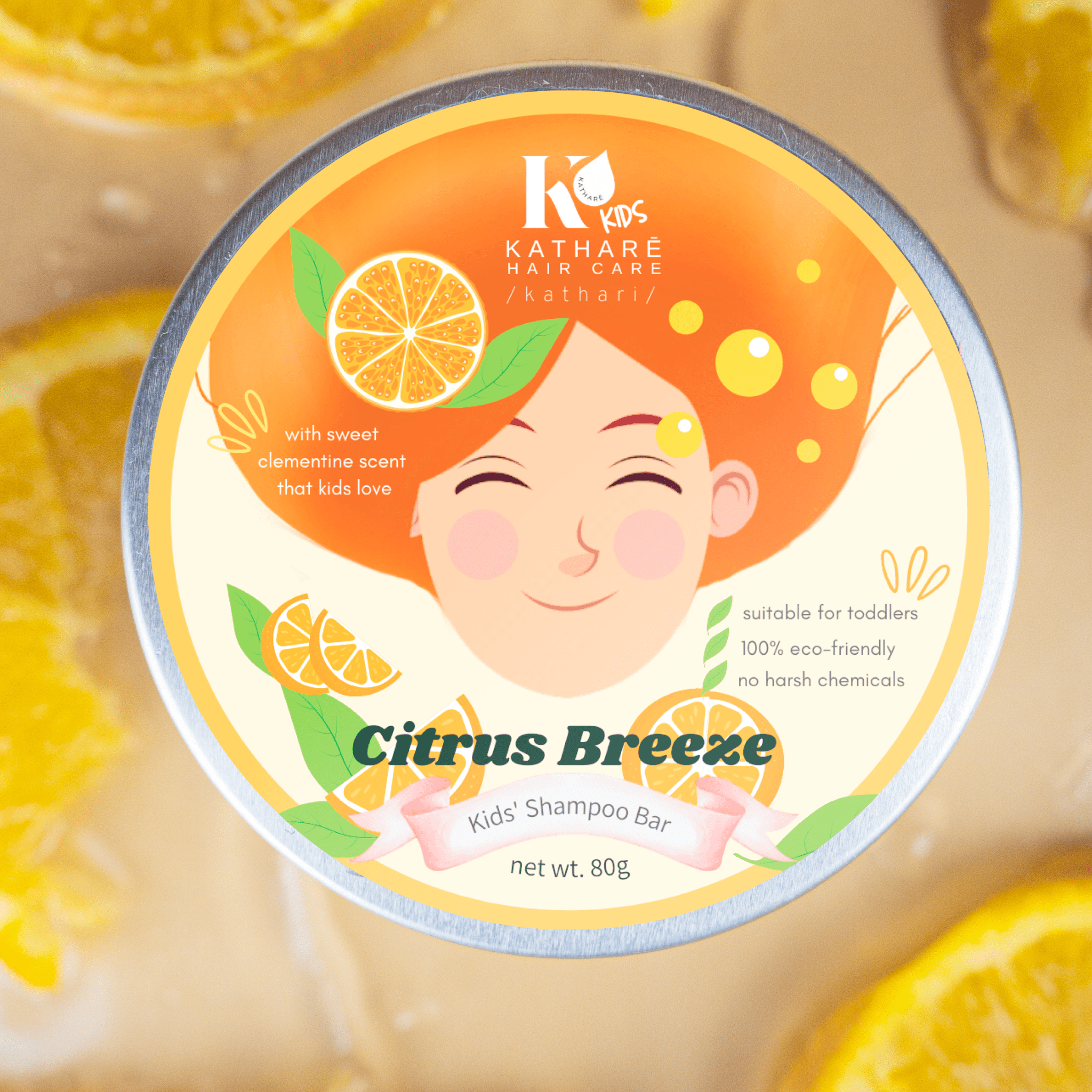 Citrus Breeze | Tear - Free Kid's Shampoo Bar 60g - Katharē Hair Care